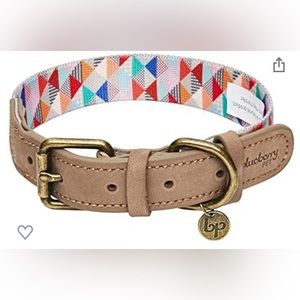 Dog collar large. Blueberry pets . Leather and canvas 18-22 inch